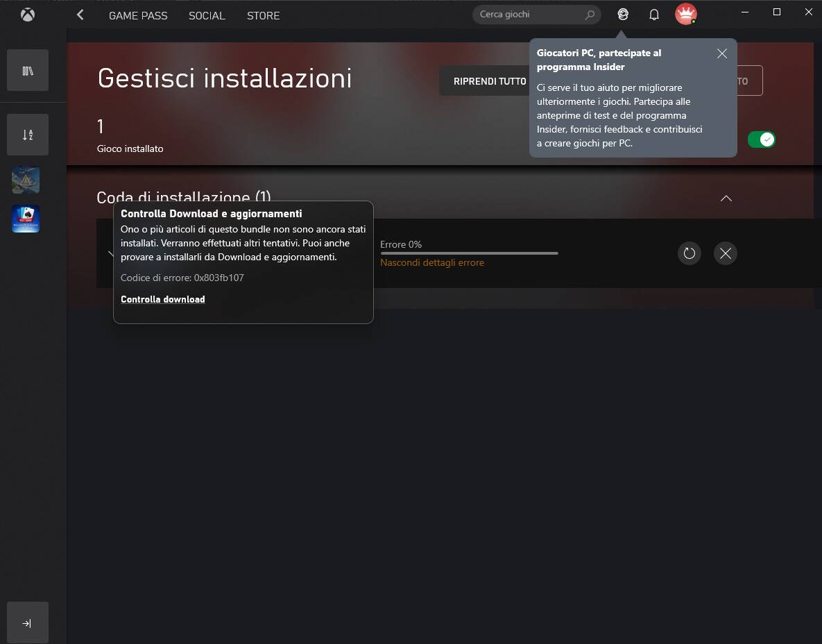 Can't download or install Xbox Game Pass Games on PC