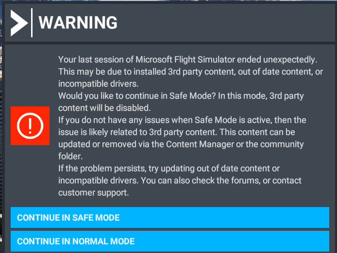 Warning Message Hardware Peripherals Microsoft Flight Simulator Forums Warning Message Hardware Peripherals Microsoft Flight Simulator Forums