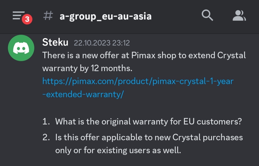 Pimax Crystal 1 Year Extended Warranty