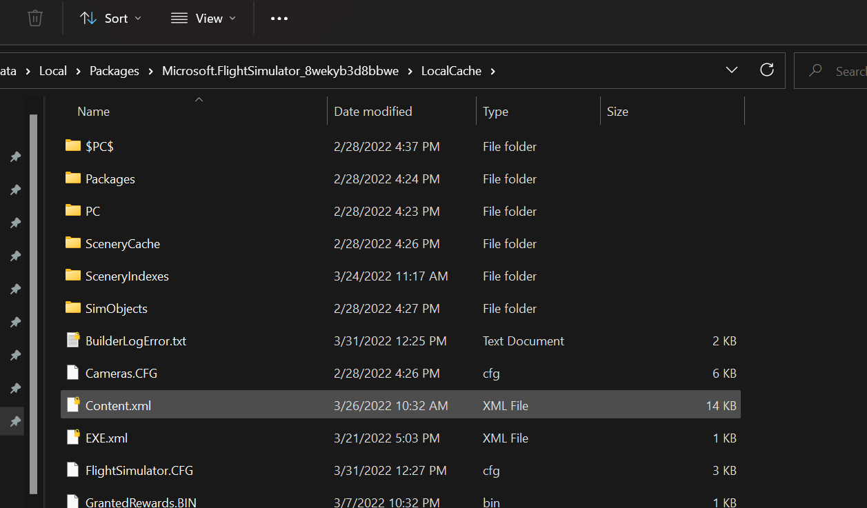 Content.xml missing - Miscellaneous - Microsoft Flight Simulator Forums