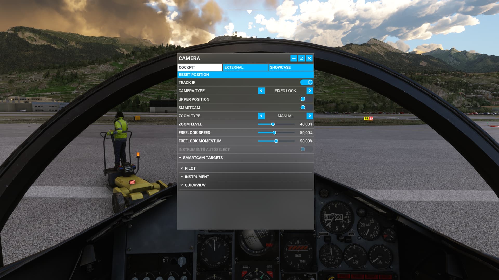 steam flight simulator track ir pause center